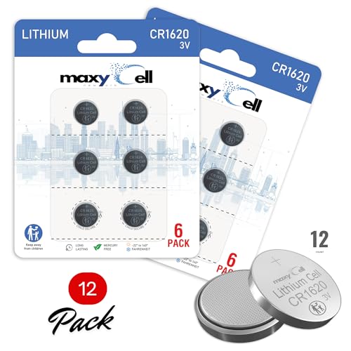 Image of CR1620 Lithium Coin Cell Battery 3V High-Capacity Long-Lasting Reliable Power for Watches, Key Fobs, Toys, Calculators, Medical Devices, Thermometers, Leak-Proof DL1620 ECR1620 (12 Pack)