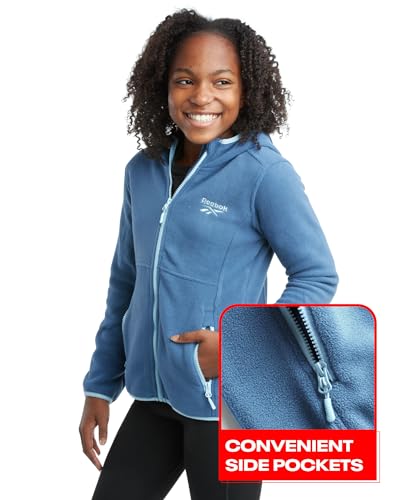 Reebok Girls' Fleece Jacket - Lightweight Polar Fleece Hoodie Sweatshirt Zip Up Jacket for Girls (Sizes: 4-16)4