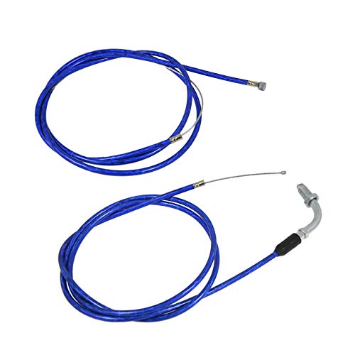Image of 59 inch Clutch Cable Line and 51 inch Gas Throttle Cable for 2 Stroke 49cc 50cc 60cc 80cc 100cc Motorized Bicycle Push Bike Parts Blue
