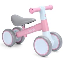 INFANZIA Baby Balance Bike for 12-36 Month Boys Girls, 1 Year Old Toddler First Bike No Pedal with Adjustable Seat, Infant 4 Wheels Bicycle Ride On Toys Kids First Birthday Gifts | 1 Year Old