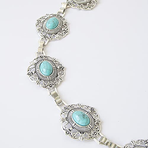 appuivbt Western Turquoises Chain Belt for Women Waist Chain Belt Belly Chain for Dress Body Chain Jewelry 6
