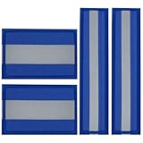 WEBEEDY 4 Pcs 2 Sizes Reflective Safety Patches Blue Hook & Loop Reflective Patches Tactical Military Patch Outdoor Safety Strips for Night Sportsperson Cycling Camping Events Decoration Gear