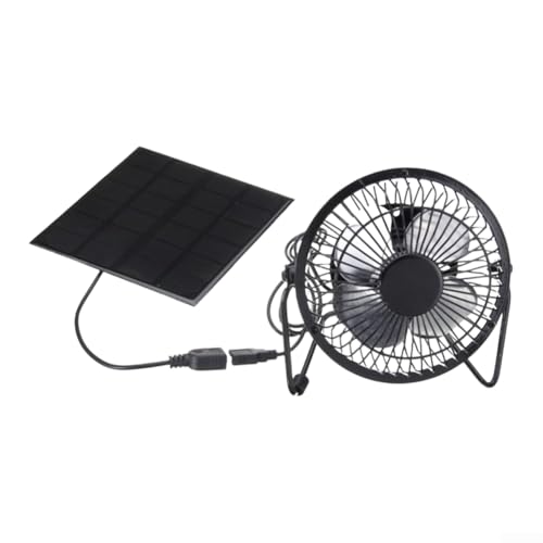 Panel solar de 5 W con ventilador USB para camping y uso al aire libre, apto para invernaderos, gallineros, casas de perros, remolques, caravanas, ventilador de refrigeración solar