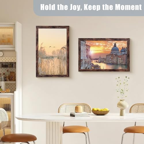 Image of LUCKYLIFE 11x17 Picture Frame Brown for Wall Mounting, 2 Pack