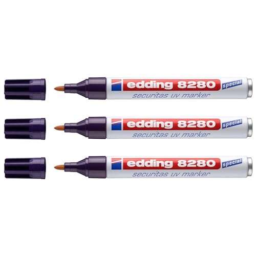 Edding Securitas - Set Di 3 Pennarelli Uv 8280, Incolore (Visibile Alla Luce), 1,5-3 Mm