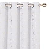 Picture of Deconovo Blackout Curtains, Thermal Insulated & Noise Reducing, Diamond Foil Print – Grommet Top, 2 Panels, Soft Drape Polyester for Bedroom/Living Room, Greyish Star White 52" W x 84" L