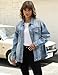 Omoone Women's Oversized Mid Long Denim Jacket Jean Biker Coat (0199-Sky Blue-XL)