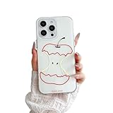 ZOEVEES for iPhone 14 Pro Case, Aesthetic Eaten Apple Pattern Cute Design Anti-Yellowing Shockproof Protective Cover for Women Girl, White