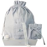 BebeDeParis. Pack chupete personalizado con nombre del bebé, sujetachupetes funda de chupete y bolsa de guardería