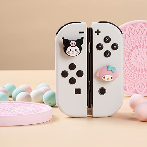 PERFECTSIGHT Cute Switch Thumb Grip Caps Compatible with Nintendo Switch OLED/Lite Console, Kawaii Soft Silicone Analog Stick Button Cover for Ns Joycon Controller, 4PCS Joystick Cap, Rabbit & MLD