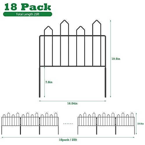 Decorative Garden Fence 18 Pack, Total 25ft (L) x 20in (H) No Dig Rustproof Wire Garden Fence Border, Dog Fences for The Yard Also Suitable for Landscape Yard Garden Yard Outdoor Decoration - Thumbnail 2