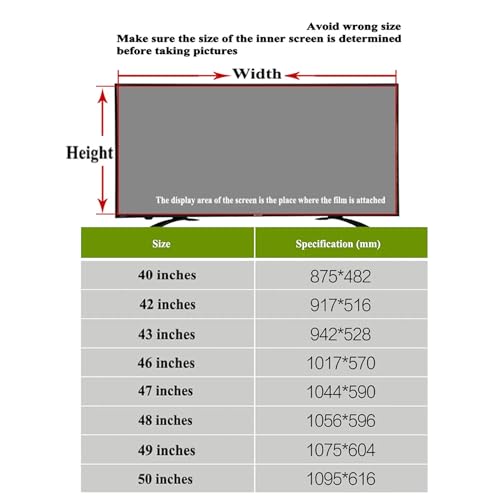 Filtre protecteur d'écran de télévision pour le bien-être visuel 50" - 7