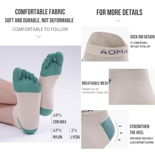 Toe Socks for Men Women Cool-max Running Socks 3 Pairs Athletic Breathable Five Finger Socks3
