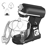 YOPOWER Stand Mixer, 6-Speed Multi-Function Food Processor & Kitchen Machine with Dough Hook, Whisk, Beater, Pasta Maker, Meat Grinder & Sausage Stuffer, Electric Food Mixer for Baking & Cooking