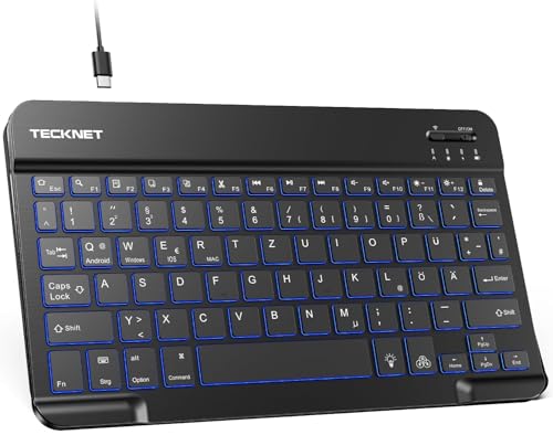 TECKNET Wiederaufladbare Bluetooth-Tastatur, mit Touchpad