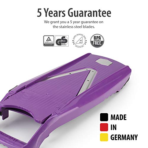 Börner Mandoline V5Powerline Plus Set-Coupe-légume & Fruit Professionnel en Tranche Fine + Poussoir de sécurté-Violet