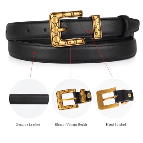 Image of Aurolran Women's Leather Belt with Buckle - Ideal for Dresses, Jeans, and Coats