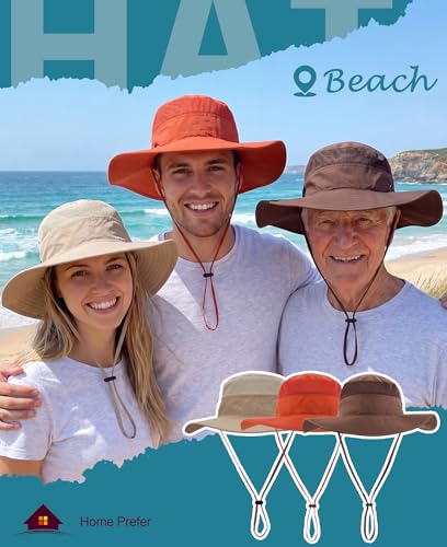 Image of Home Prefer UPF 50+ Men's Sun Hat Wide Brim Bucket Hat UV Protection Hat for Mens Womens Beach Safari Gardening Golf Fishing