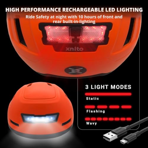Image of XNITO Bike Helmet with LED Lights - Urban Bicycle Helmet for Adults, Men & Women - CPSC & NTA-8776 Dual Certified - Class 3 E-Bikes, Scooters, Onewheel, Commuter, Mountain