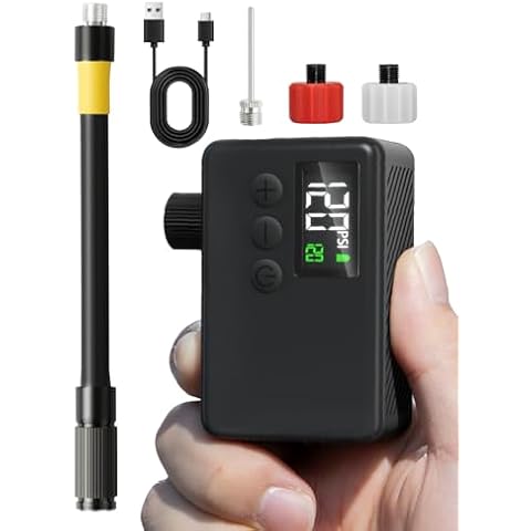 GPUTEK Mini Electric Bike Pump with LED Light Cover