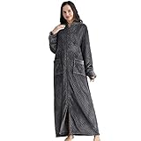 Flannel Robes For Women Zip-up Full Length Plush Robe Soft Warm Winter Bathrobe for Men Couple Long Comfy Premium Robe