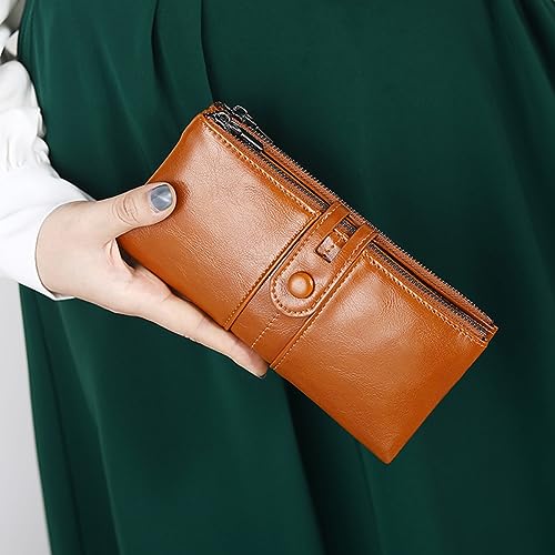 LIFKOME 1pc Vintage Magnetic Leatherette Wallet for Women Khaki Clutch Purse Smooth Zipper Closure and Retro Style Design for Everyday Use and Special Occasions2