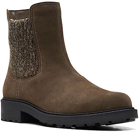 Clarks Women's Opal Sky Ankle Boot, Dark Olive Suede, 7 | Image 3