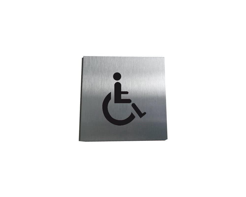 AUA SIGNALETIQUE - Plaque Alu Brossé Handicapé - 200x200 mm, Alu Argent, 200 x 200 mm - Image 2