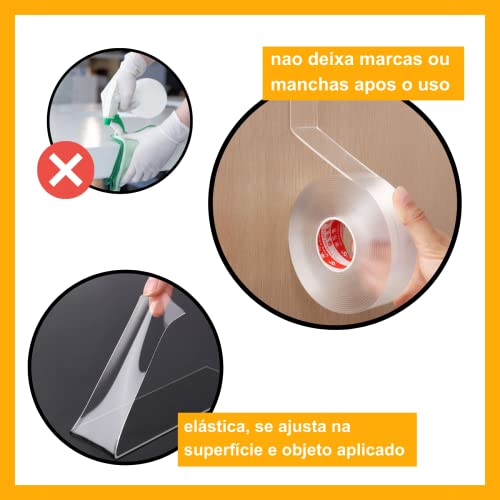 Super Fita Mágica Nano Adesiva Dupla Face Extra Forte Lavável Transparente RHAYNER