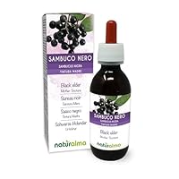 Schwarze Holunder (Sambucus nigra) Blüten und Früchte Alkoholfreier Urtinktur Naturalma - Flüssig-Extrakt Tropfen 120 ml - Nahrungsergänzungsmittel - Veganer
