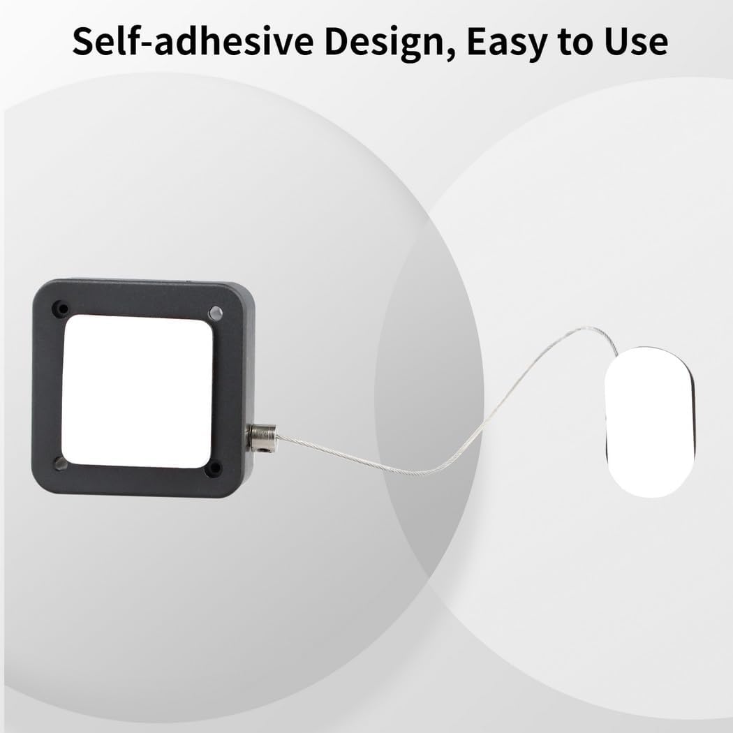 10 Pack Retractable Remote Control Cable Tether Lock, 39 Inch Adjustable Tether with Self-Adhesive Base for Tv Remotes, Game Controllers, Tablets, Speakers & Microphones