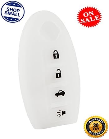 Nissan Key Protector - Silicone Rubber Smart Key Cover - Protecting Remote Control (Key Fob) Case Cover By NJM (White/Transparent)