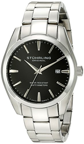 Stuhrling Original Men's 414.33111 Classic Ascot Prime Stainless Steel Bracelet Watch with Black Dial