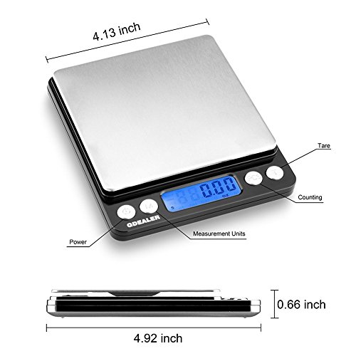 Gdealer Digital Pocket Kitchen Scale 0.001Oz/0.01G 500G Kitchen Food Scale Jewelry Weight Compact Scale, Tare, Stainless Steel, Backlit Display, Black #TOP2