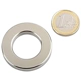 Ringmagnet Ø 40,0 x 23,0 x 6,0 mm (magnets4you) - Magnetring aus N42 Nickel - hält 13,5 kg, Neodym Supermagnet Powermagnet Haftmagnet