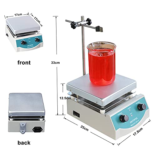 SH-3 Lab Magnetic Stirrer Hotplate, 17 x 17 cm Aluminium Panel, 0~1600 RPM, 5 L Volume, with Magnetic Stir Bar and Pole - Thumbnail 6