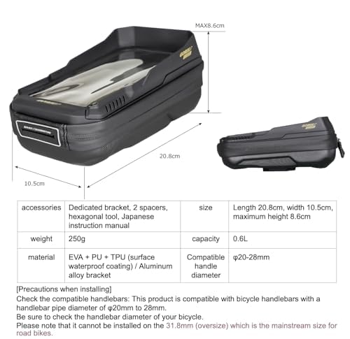 GORIX Sacoche de guidon étanche pour smartphone - Support pour smartphone - Durable - Écran tactile - Rotation à 360 degrés - Pour vélo de route et VTT (Active H3)
