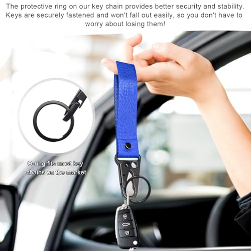 Image of Wevdn Car Key Chain, Fabric Metal Practical Multifunctional Motorcycle Keychain, Anti-Lost Keychain with O-Ring for Men Women (Blue)