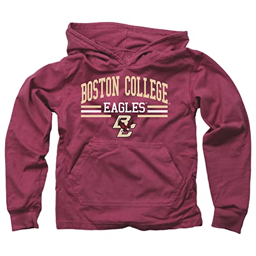 Wes and Willy Youth Boys College Team Long Sleeve Hooded T-Shirt (Boston College Eagles, Red, X-Large)