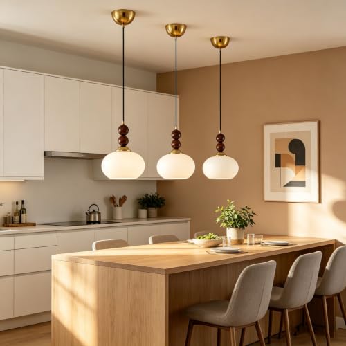 Lámpara colgante de cristal moderna color caramelo y blanco E27 3