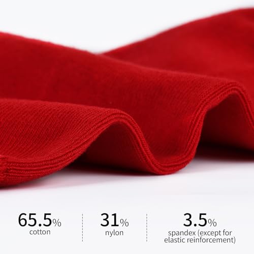 Men's Red Socks Crew Sports Casual Calf Socks, New Year Socks,Size 6-10 or 11-14,Red Embroidery (Fu) (6 Prs)3