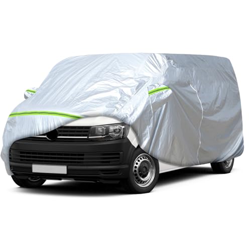 Cubierta Completa del Coche para VW T5 T6, SWB Fundas para Coche Exterior con Cremallera Lateral de la Puerta Transpirable Anti-UV Antipolvo para Protección Anti-UV Polvo Sol Nieve Lluvia