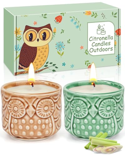 Velas de citronela, 2 velas de citronela de jardín de 3.5 onzas para exteriores, sin humo, cera de soja 100 % natural, vela perfumada de citronela para jardín, barbacoa, camping, patio al aire libre
