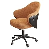 エルゴノミックオフィスチェア（アームレスト付き） 回転式リネン生地瞑想椅子 （キャスター付き） 高さ調節可能リクライニング機能付きエグゼクティブオフィスチェア（腰部サポート付き・学習用）(Orange,A)