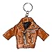 BTR BORN TO RACE Leather Jacket Keychain with Lining | Cool Keychain Gift for Bikers & Fashion Lovers | Stylish Key Holder for Men, Women (Brown)