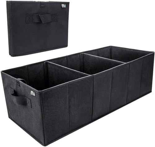 MIU COLOR Trunk Organizer for SUV, Sturdy Car Organizer, Non-Slip Bottom, Folded Storage Organizer for Sedan, Van, Jeep, Grocery, Car Organization for Men, Women, Large 3 Compartments, Classic Blk