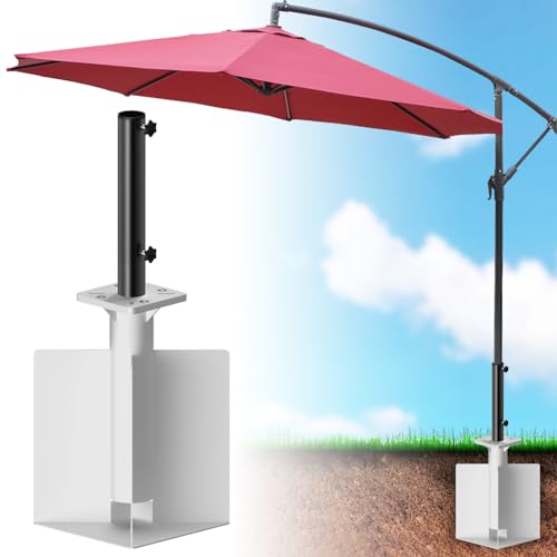 Zaquak Offset Patio Umbrella Base In Ground,In-ground Umbrella Stand,Rustproof Steel Umbrella Holder,Universal Umbrella Ground Anchor for Offset Cantilever Umbrella and Middle Pole Patio Umbrella
