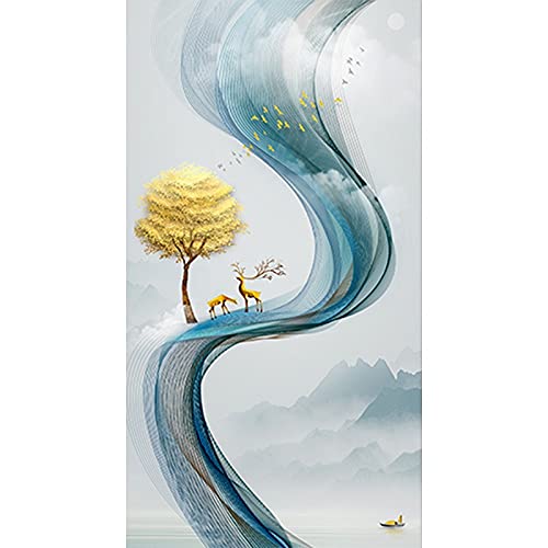 Peinture Diamant 5D grand format Arbre doré kit complet broderie diamant strass pour salon 50x100cm