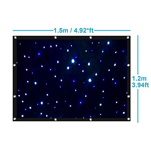 GBGS Blue White Star Curtains LED Cloth DJ Stage Backdrop Remote, Splicable, Auto/Strobe(9 Variations), 56 LEDs, Romantic, Foldable for Children, Christmas, Halloween, Birthday Party, 4.9x3.9ft - Thumbnail 5