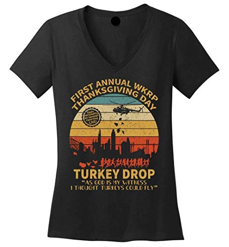 First Annual WKRP Turkey Drop Vintage Thanksgiving Day Tee - Ladies V-Neck T-Shirt2